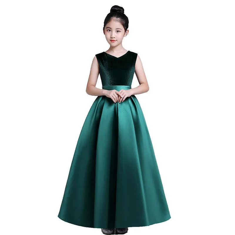 Элегантное платье принцессы с длинными рукавами для девочек; Детские праздничные платья для подростков на день рождения; модельные Бальные платья для выступлений; D11