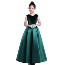 Элегантное платье принцессы с длинными рукавами для девочек; Детские праздничные платья для подростков на день рождения; модельные Бальные платья для выступлений; D11