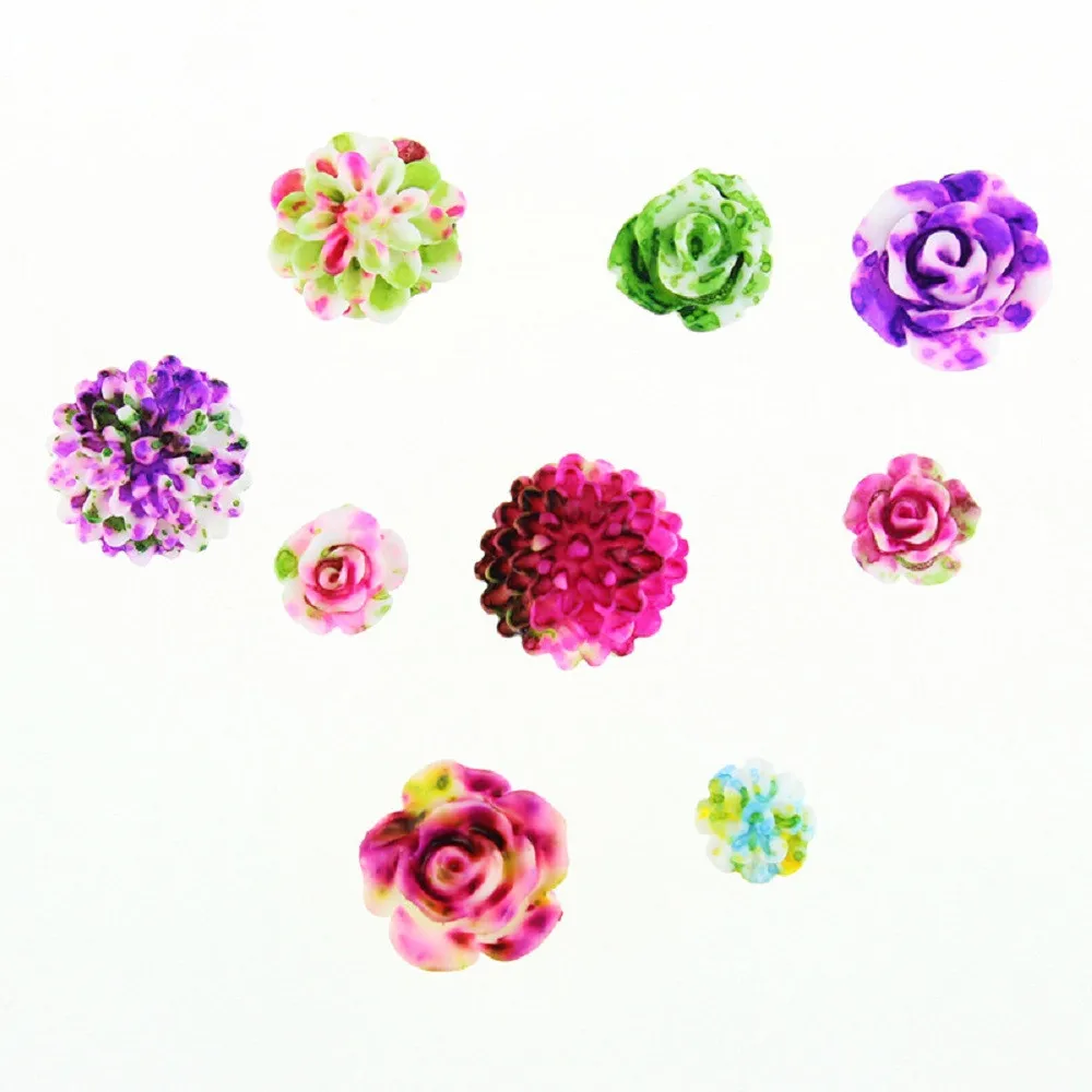 3D цветок розы смешанный натуральный сушеный цветок для ногтей DIY прессованный цветок коробка лист слайдер наклейка лак для ногтей украшения