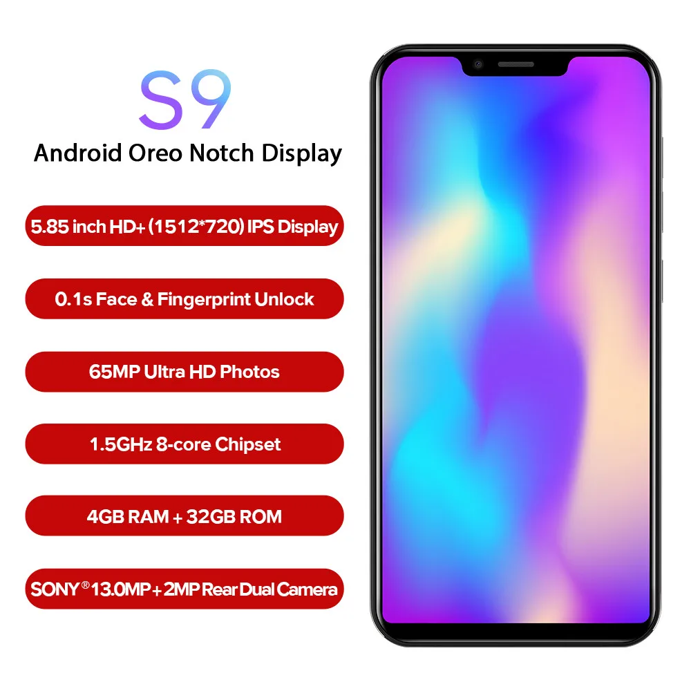 LEAGOO S9 двойная LTE 4G смартфон 5 85 дюймов уход за кожей лица ID Android 8 1 Octa Core B