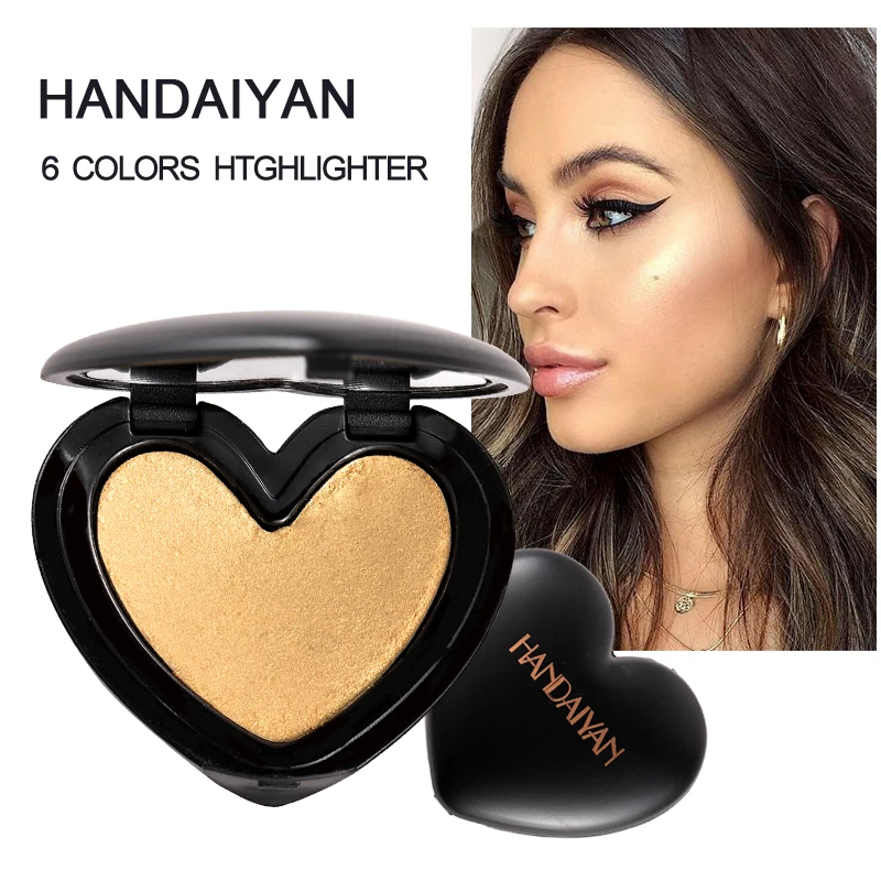 

HANDAIYAN 6 Colors Highlighter 3D Repair Capacity Makeup Powder Love High-gloss Powder Eyeshadow Dual-use Manual Baking Powder