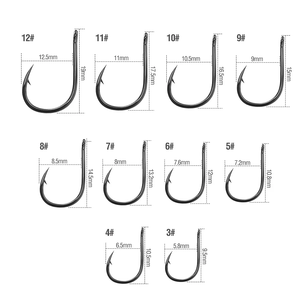DONQL 200-700 шт рыболовные крючки колючие один круг рыболовный крючок 3#-12# Высокоуглеродистая сталь Карп муха крючок для морской рыбалки аксессуары