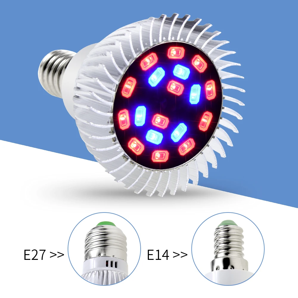 

E14 LED Bulb Full Spectrum LED Grow Light E27 Growing LED Plant Lamp 18W Indoor Hydroponics Lighting Greenhouse Phyto Lamp 220V