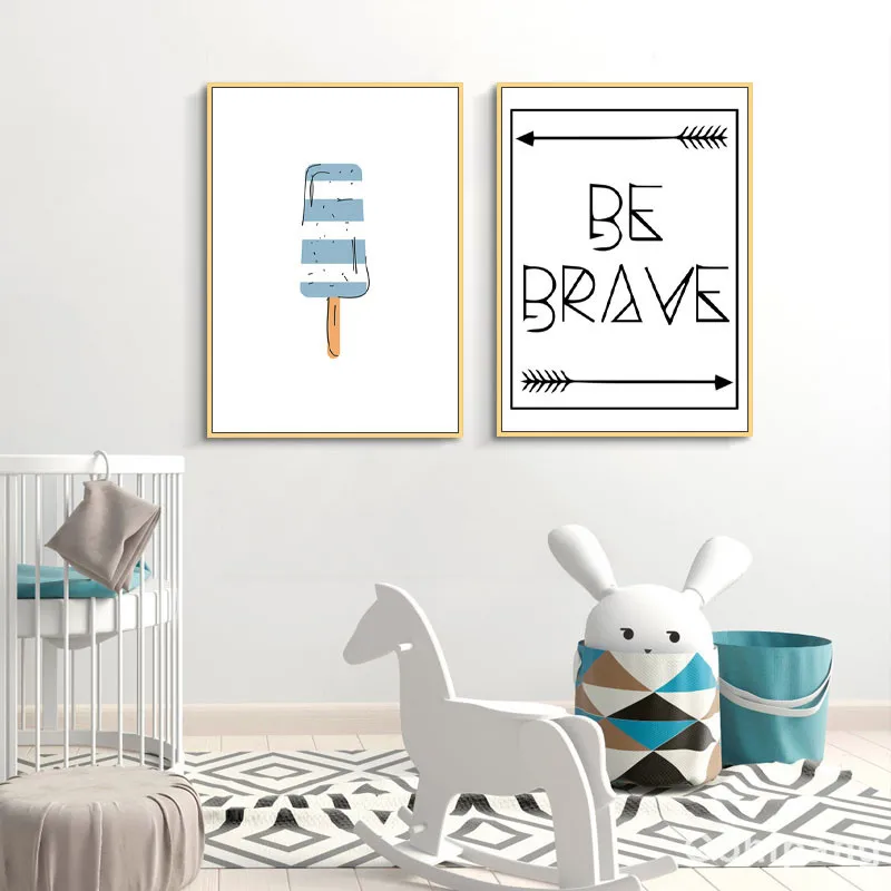 Nordic-Cartoon-Be-Brave-Motivational-Wall-Art-Canvas-Painting-Ice-Cream-Posters-and-Prints-Nursery-Picture (2)