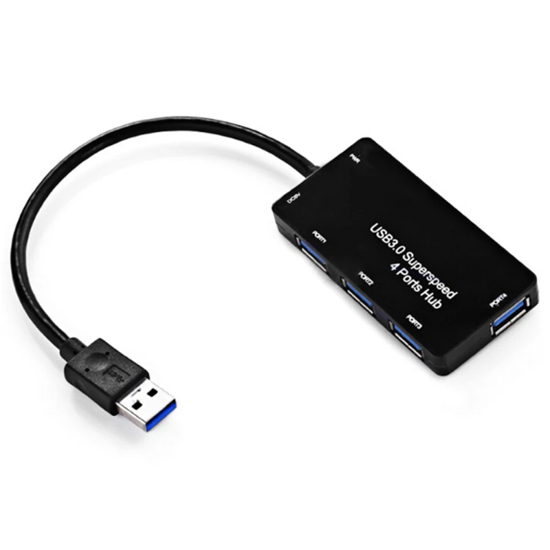 4 порты черный/белый USB 3,0 концентратор переходник разветвитель Высокое скорость 5 Гбит/с для портативных ПК адаптер концентратор легкий и