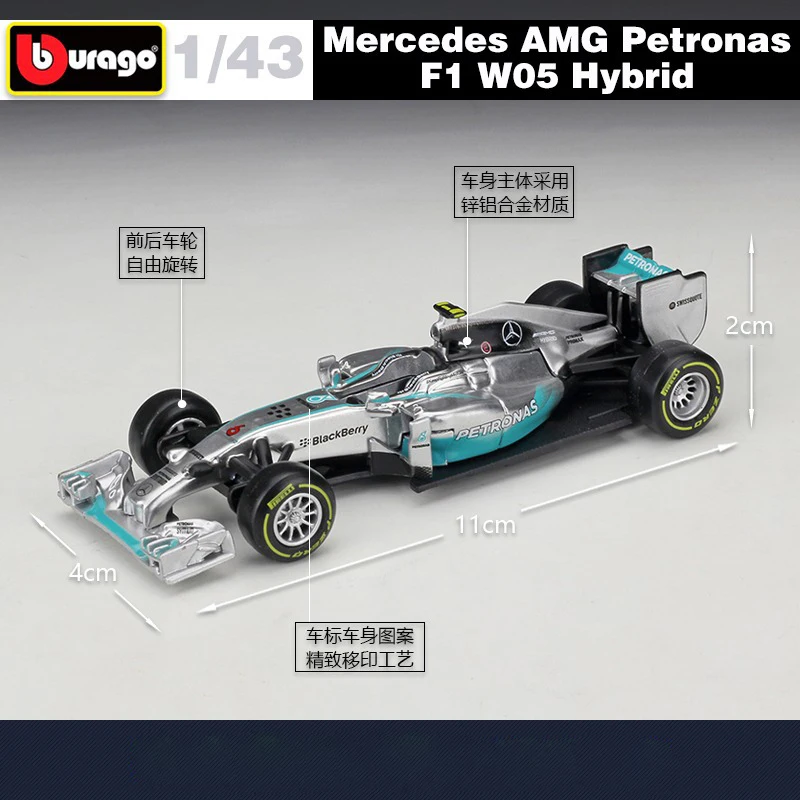 1:43 Масштаб мини металлический F1 автомобиль Formulaa 1 модель Benz гоночный автомобиль симулятор W05/W07 сплав игрушечный автомобиль литья под давлением Коллекция/модель/детский подарок