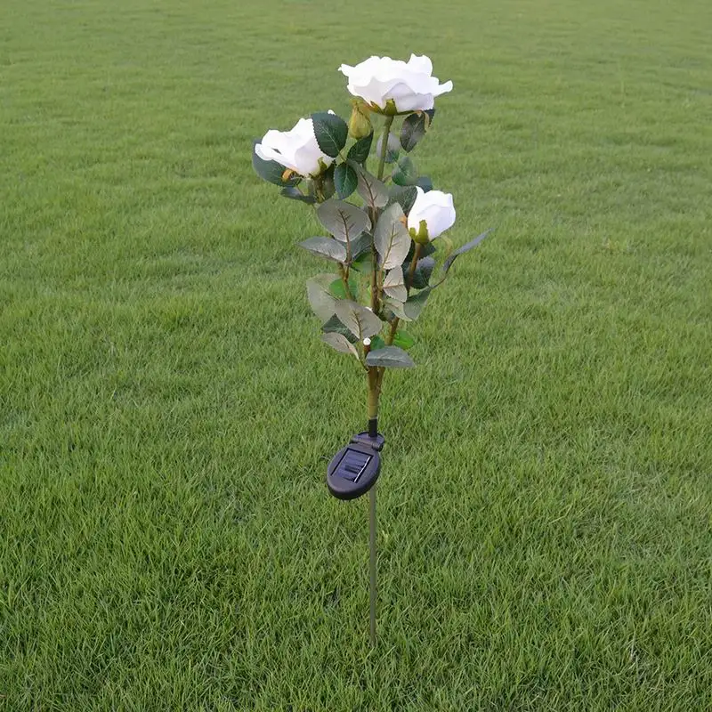 Chiclits Outdoor Rose Solar LED Light Garden Yard Lawn Artificial Flower Lamp Landscape Garden Home Decoration White Lights (11)