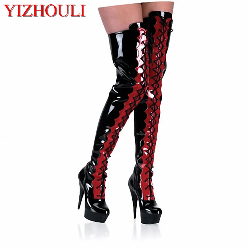 

sexy clubbing 15cm Platforms stiletto boots Fashion pole dancing 6 inch Over The Knee Boots women motorcycle boots