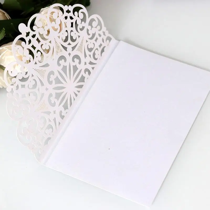  10PCS New Laser Cut Hollow Cover Wedding Invitations Cards Greeting Cards Business Simple Style Inv - 32932144098