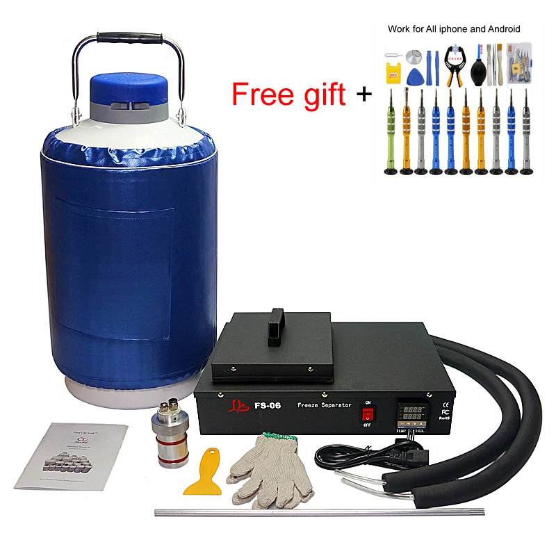 

FS-06 built in oil-free pump frozen lcd Separator machine 2 in 1 pack with 10L liquid nitrogen tank free tax to RU