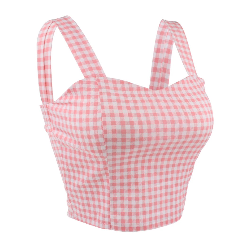 Women Vintage Padded Camisole Built-in Bra Crop Top, Bralette Lingerie
