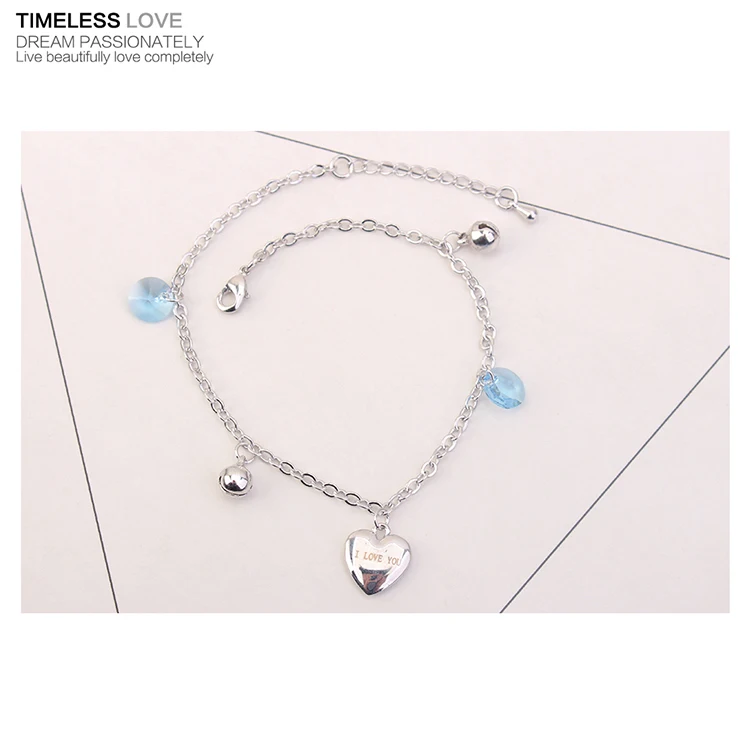 BeBella шарма сердца ножной браслет на ногу Сделано с кристаллами от Swarovski для 2018