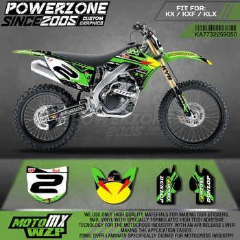 

PowerZone Custom Team Graphics Backgrounds Decals 3M Stickers Kit For Kawasaki KX250F 06-08 09-12 KX450F 06-08 09-11 KLX450R 050