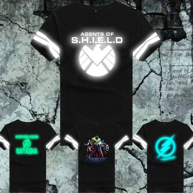 

RXLZOON New Fashion Agents of shield T-shirt Men Top Avengers Mens T shirt Top Tees Free Shipping