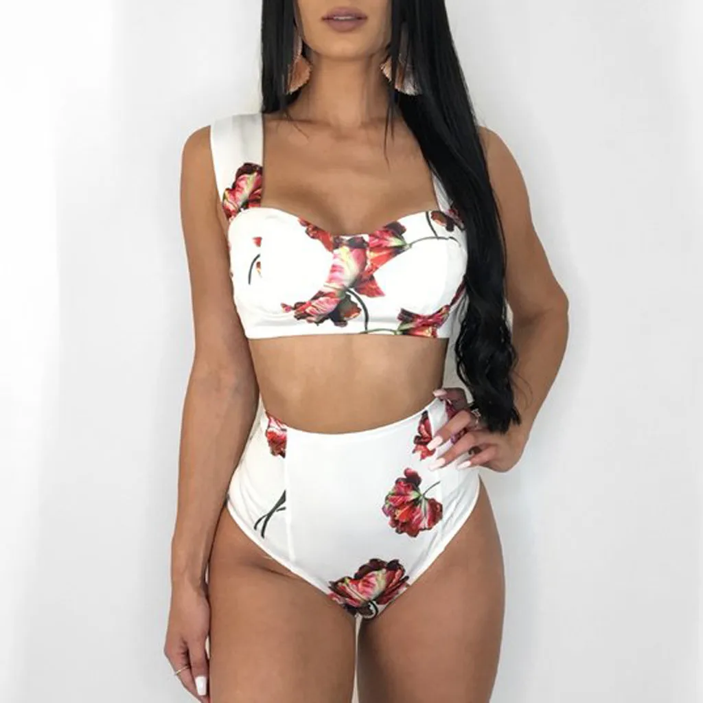

Current Fashion Women Two Pieces Bathing Suits Top Ruffled With High Waisted Bottom Bikini Set Newest 2019 25