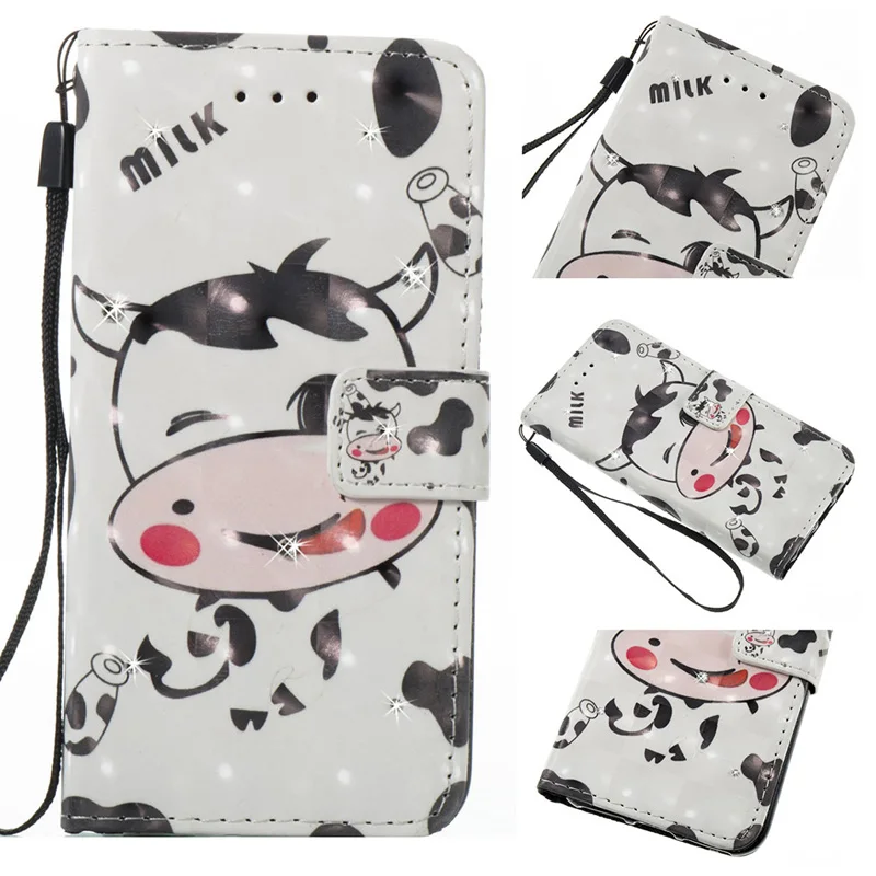 

Painted Flip Wallet Diamond Leather Phone Soft Silicone Cover Shell Coque Fundas for Apple iPhone 5 5S SE 6 6S 7 8 Plus X Case