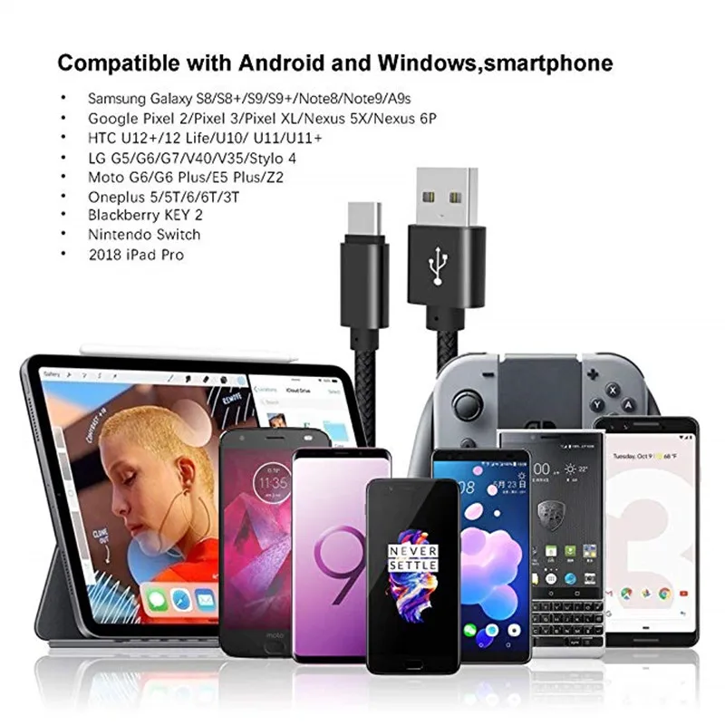 Тип C для Samsung Galaxy S8 S9 Plus S7 Edge S6 Note 9 8 кабель зарядного устройства микро usb J7 J5 2016 A6 A8 J4