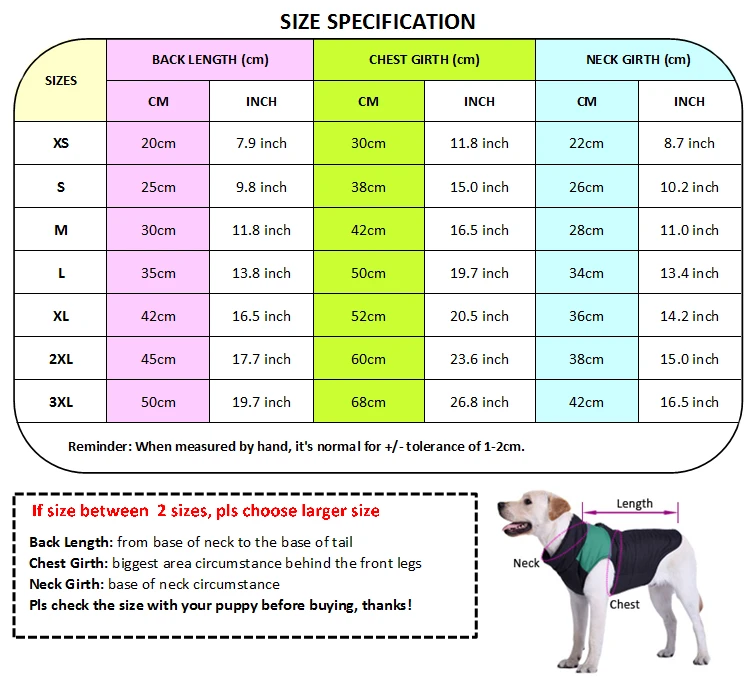 dog t shirt size