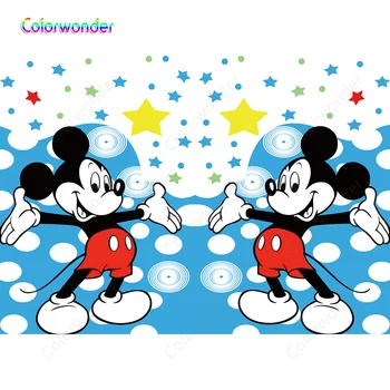 

Colorwonder Photo Background Mickey 7x5ft Blue with White Dots Colorful Stars Backdrop for Baby Shower Kids Birthday Decoration
