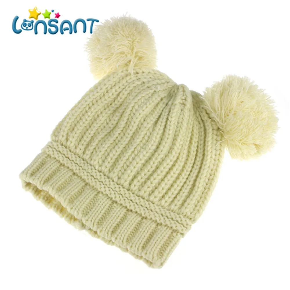 LONSANT New Hot Baby Girl Autumn Newborn Cute Baby Kids Girl Boy Dual Balls Warm Winter Knitted Cap Hat Beanie LONSANT New Hot Baby Girl Autumn Newborn Cute Baby Kids Girl Boy Dual Balls Warm Winter Knitted Cap Hat Beanie