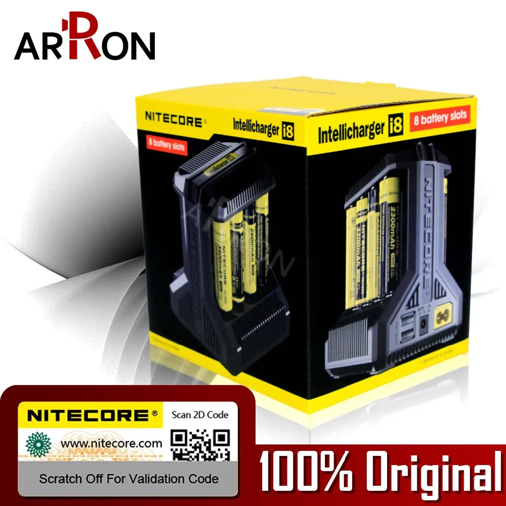 

Nitecore i8 Intelligent Charger 8 Slots Total 4A Output Smart Charger for IMR18650 16340 10440 AA AAA 14500 26650 and USB Device