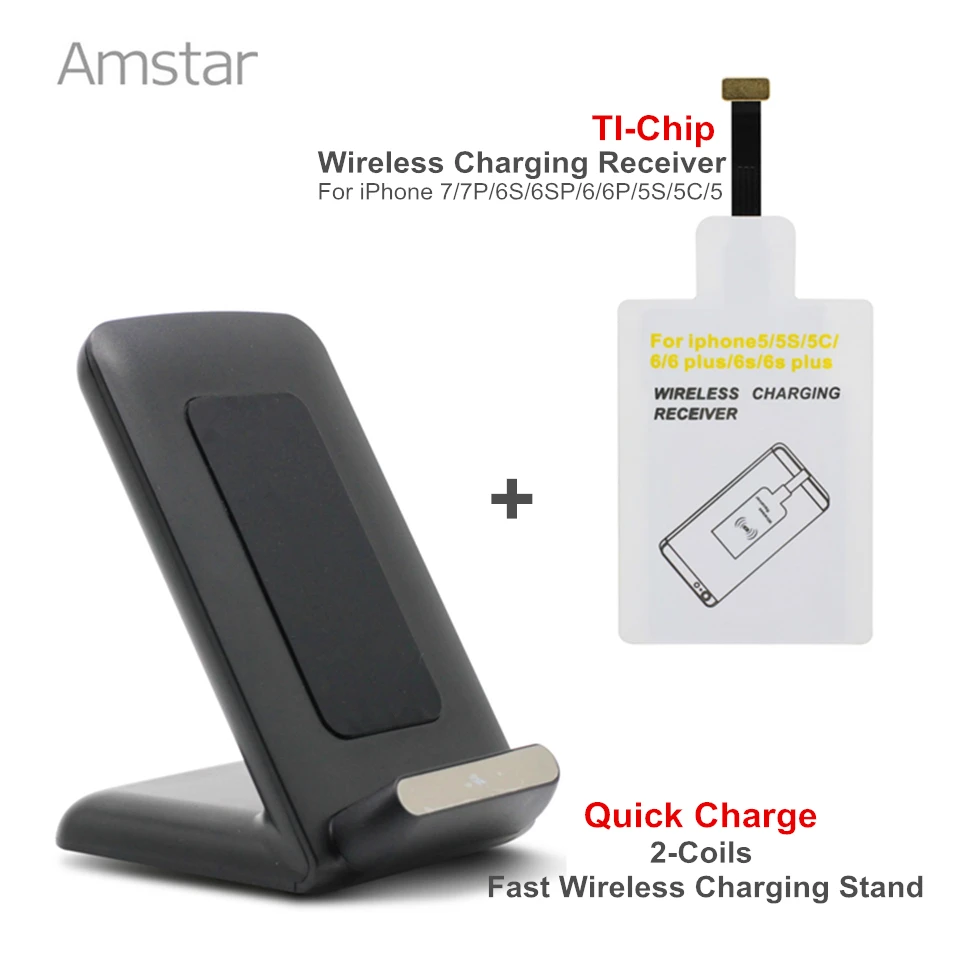 Amstar Qi Fast Wireless Charger 10W 2Coils Quick Wireless