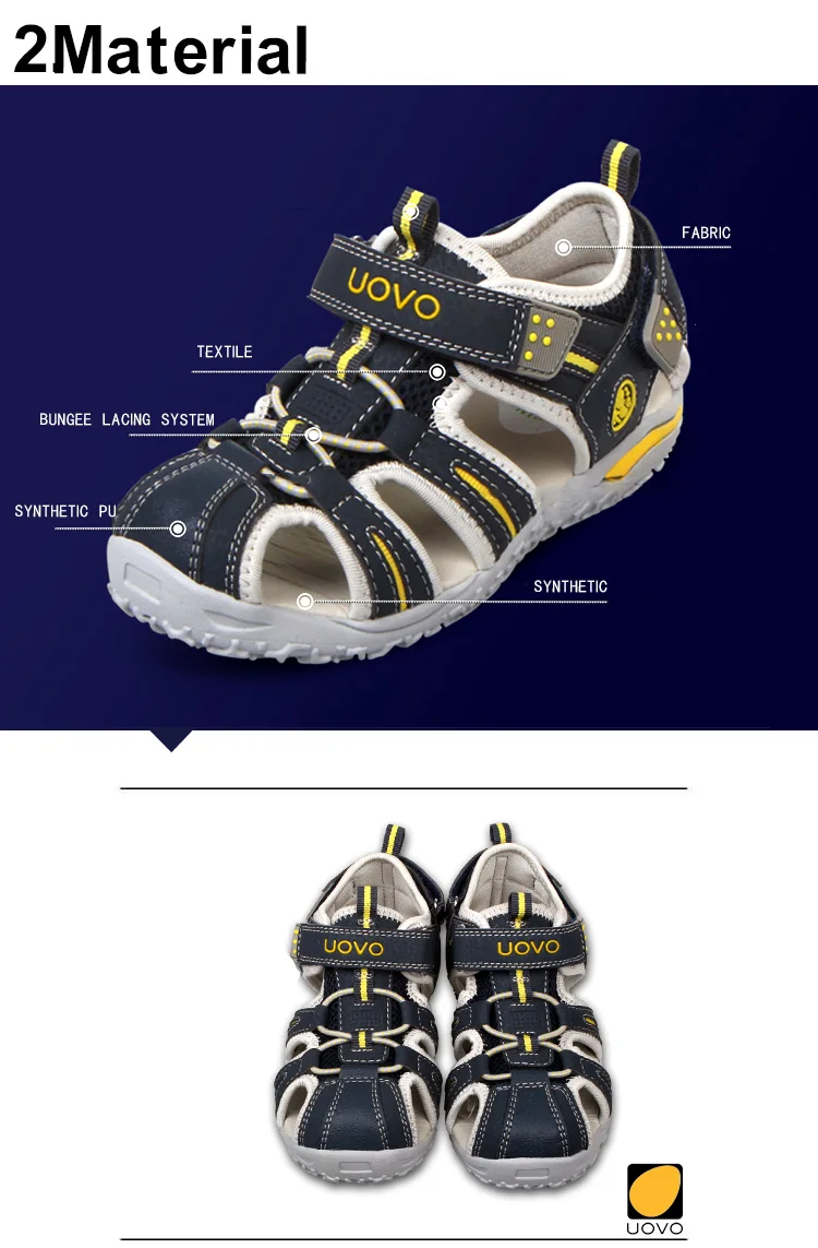 UOVO Brand 2020 Summer Beach Sandals Kids Closed Toe Toddler Sandals Children Fashion Designer Shoes For Boys And Girls 24#-38#