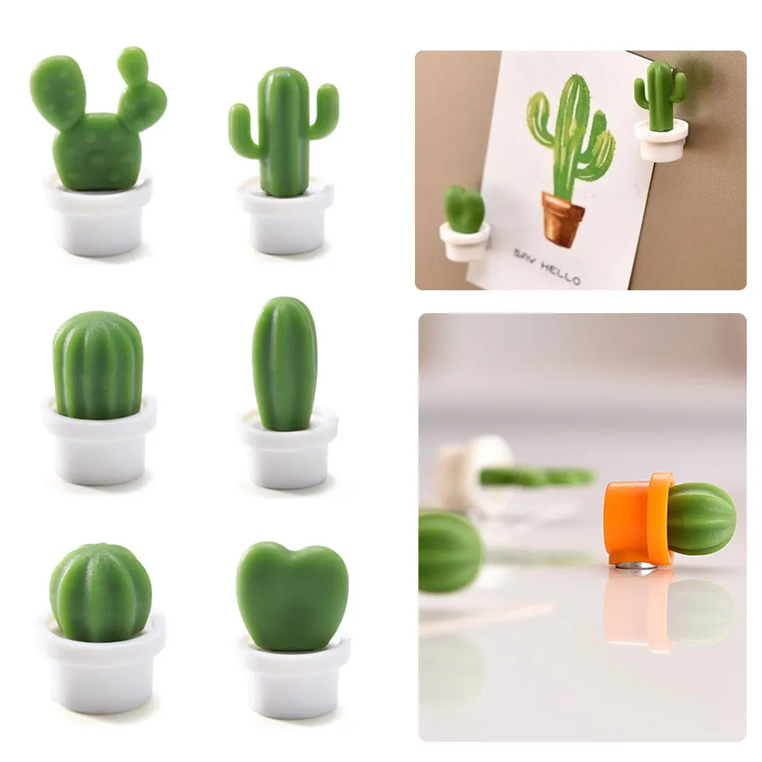 

6Pcs/Set Fridge Magnets Cute Succulent Plant Magnet Button Cactus Refrigerator Message Sticker Magn
