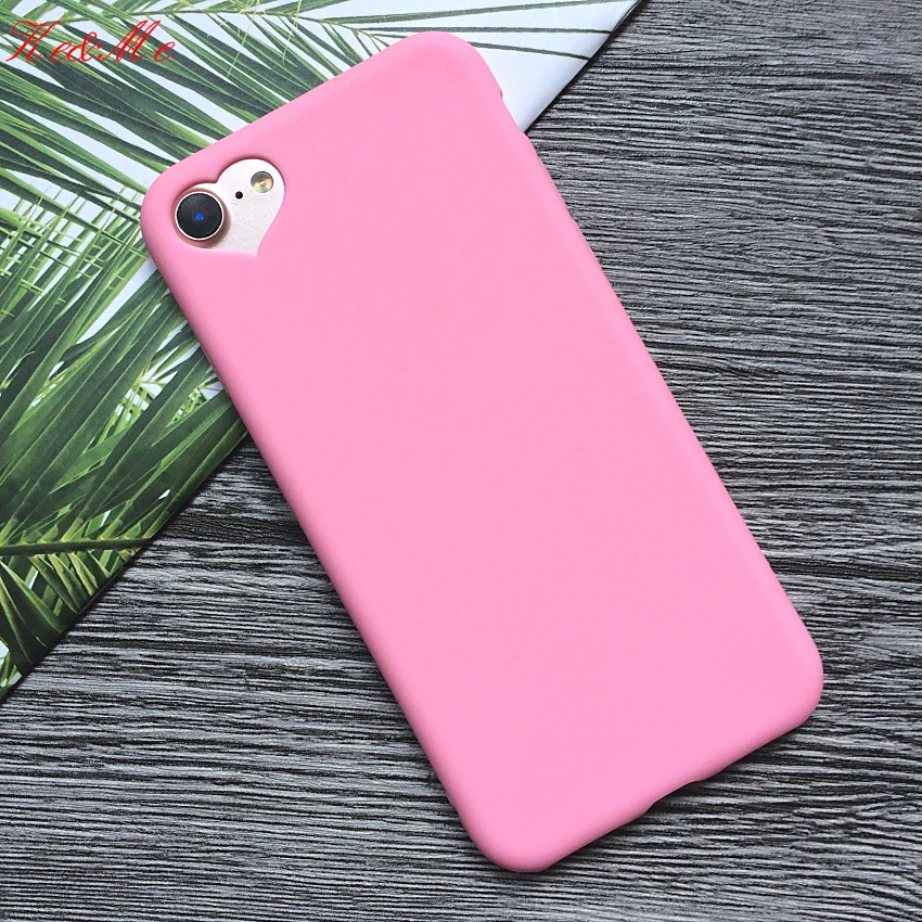 Для iPhone8 мягкий ТПУ матовый чехол для iPhone 7 8 Plus 6 6s 5 SE чехол s телефон оболочка лучшее качество милый карамельный цвет любовь сердце - Цвет: Rose