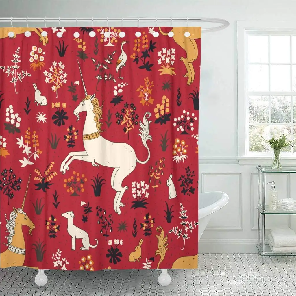 Details about   1.5x1.8m Magic Unicorn Bathroom Shower Curtain & Waterproof Non Slip Mat UK 