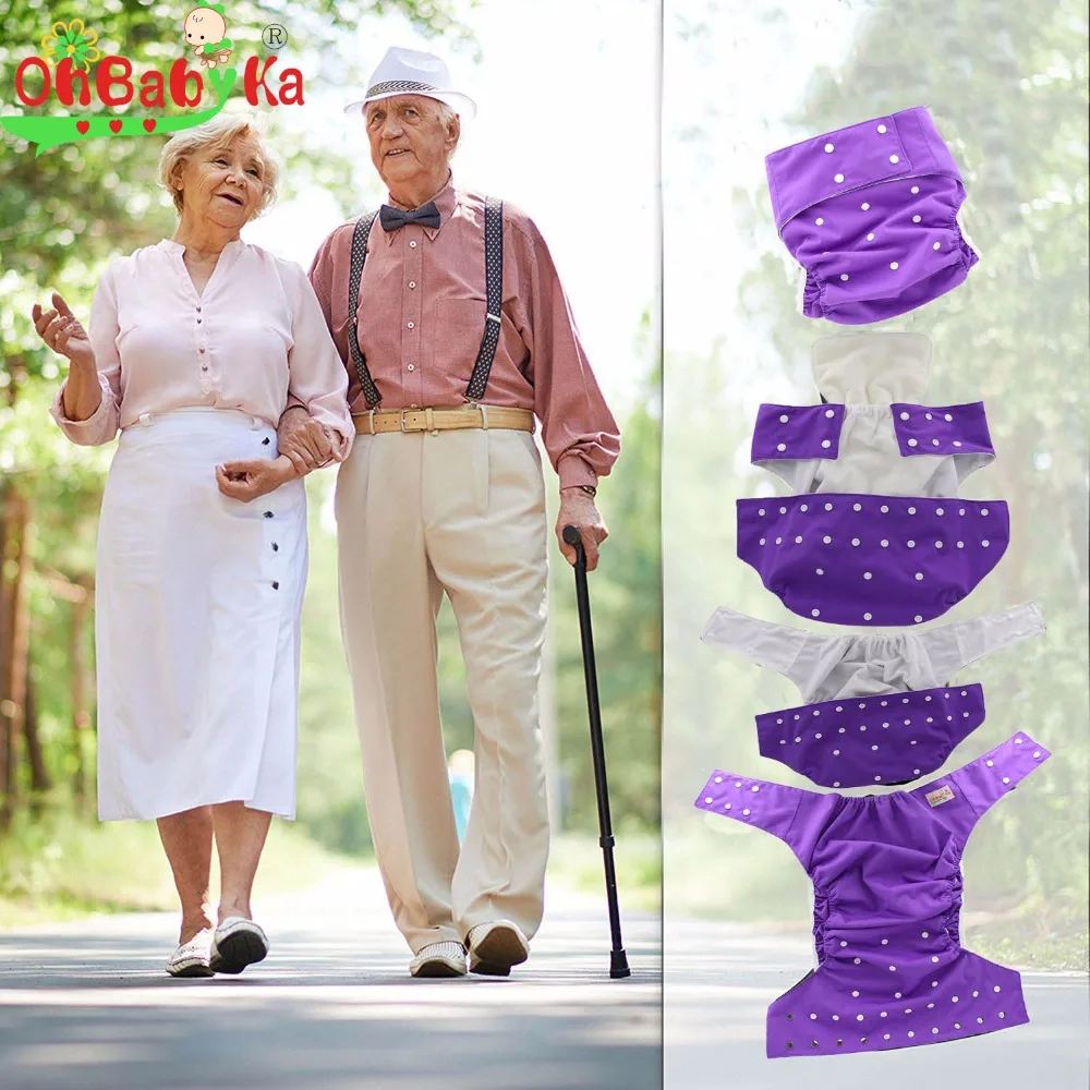 

OhBabyKa Reusable Adult Diapers for Urinary Incontinence Suede Cloth Washable Leakproof Adult Cloth Diaper for Men and Women