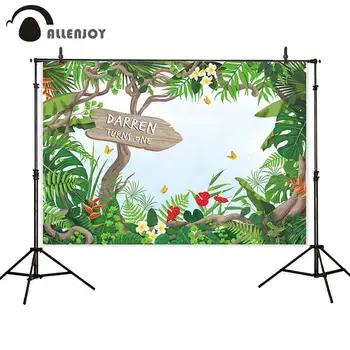 

Allenjoy photography backdrop jungle birthday party flower butterfly background photo studio photobooth photocall printed