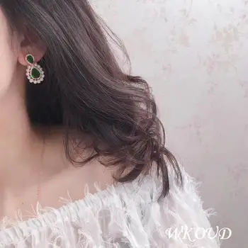 

WKOUD Fine Pearl Jewelry 925 Sterling Silver Natural Freshwater Green Zircon Pearl Stud Earrings For Women Trendy High Quality
