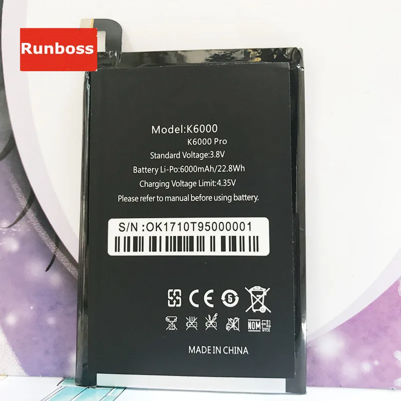 Оригинальный аккумулятор 6000 мАч для Oukitel K6000 / Pro перезаряжаемый литий ионный со