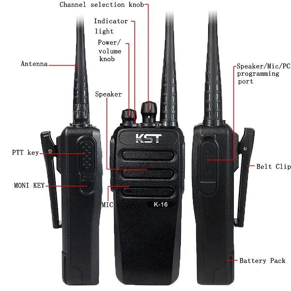 16 Вт реальная мощность мобильный двухстороннее радио DC12V Walkie Talkie KST K16 10 км большой диапазон портативный FM трансивер с батареей 4000 мАч