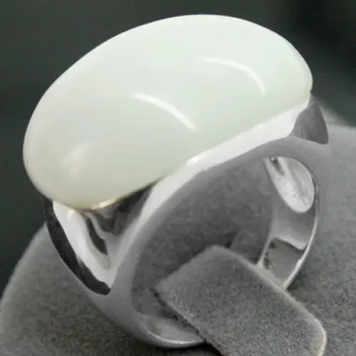 

noble lady's 925 Silver 15*21mm Natural White Opal Marcasite Ring Size 7/8/9/10 valentise gift