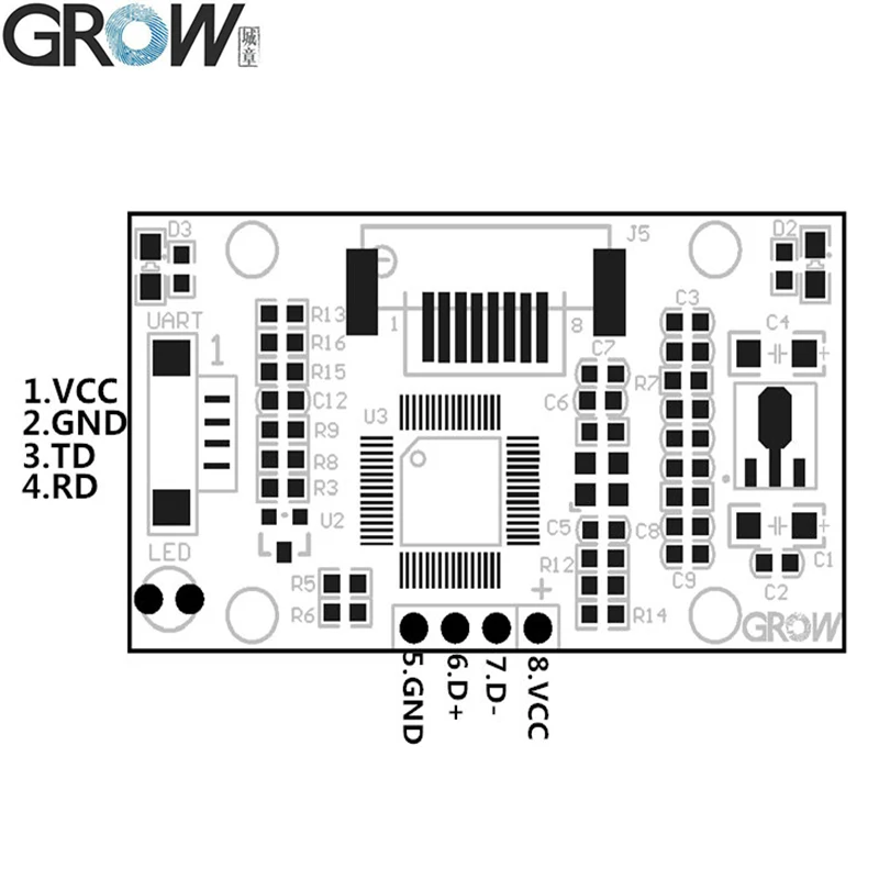 GROW R306 биометрический емкостный FPC1011F3 модуль контроля доступа отпечатков пальцев сканер с системой Windows и Android