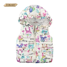 Children Clothing Winter Outerwear&Coats Animal Graffiti Thick Princess Girls Vest Hooded Kids Jackets Baby Girl Warm Waistcoat