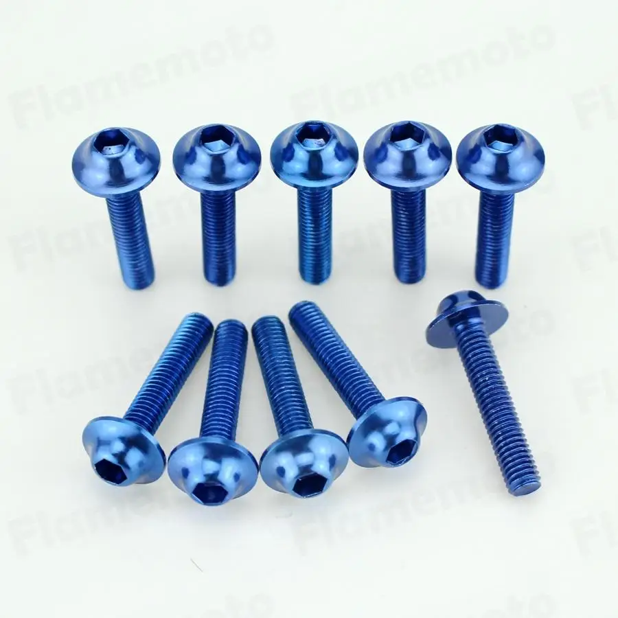 

10pcs Motorcycle Blue Bolts Screw Aluminum adornment 5 x 25mm