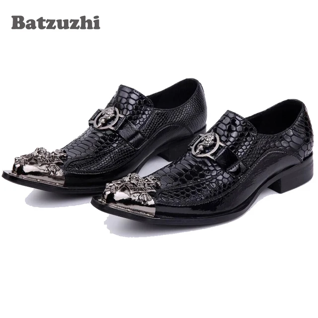 Aliexpress.com : Buy 2018 Handmade Leather Shoes Men Silver Metal Toe ...