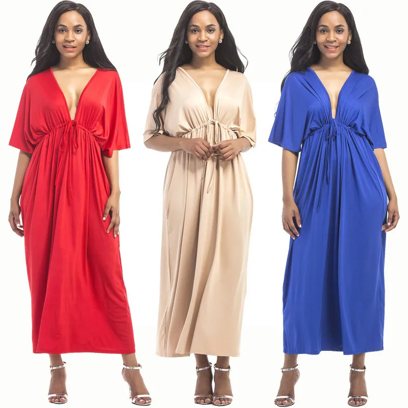 S-5XL Damen Sommer Träger V-Ausschnitt Lose Beiläufig Streifen Party Abend Kleid