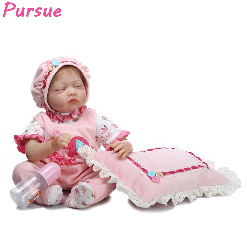 

Pursue Sleeping Reborn Babies Pink Silicone Baby Dolls for Sale American Girl Doll for Girls Boys Mini Toys Baby Doll 55cm 22