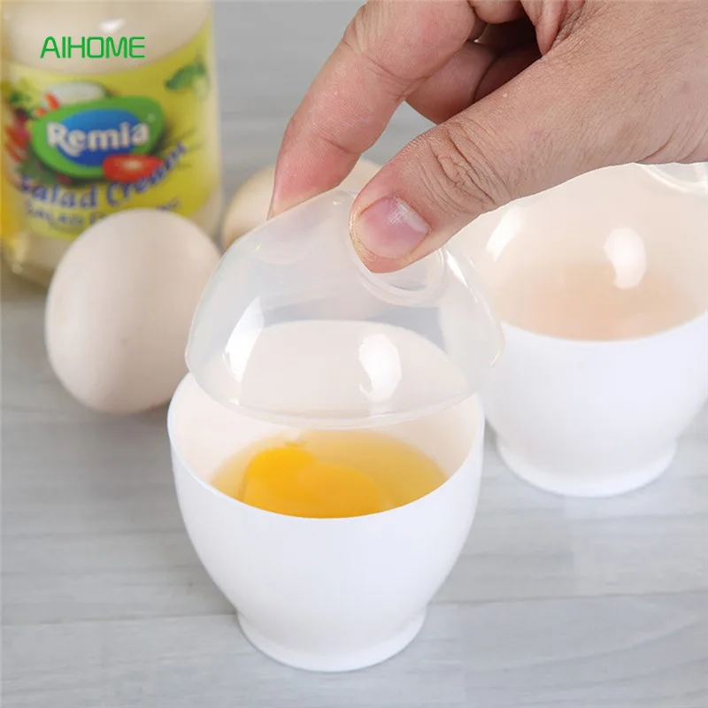 

2pcs/lot Quality Egg Poacher Cups Plastic PP Microwave Stovetop Poached Eggs Cooking Tools BPA Free Kitchen Gadget