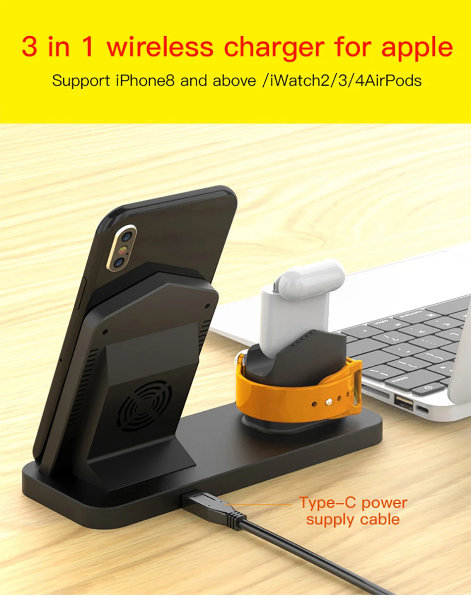 !ACCEZZ Fast Wireless Charger For Apple Watch 1 2 3 4 For iphone XS MAX XR X Samsung Xiaomi Phone Magnetic Charger For Airpods 2 (1)