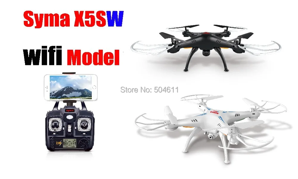 SYMA x5sw x5w x5sw-12.4ghz 4ch 6 оси гироскопа Wi-Fi в режиме реального времени видео RC Quadcopter НЛО FPV-системы с передатчиком 0.3mp HD Камера