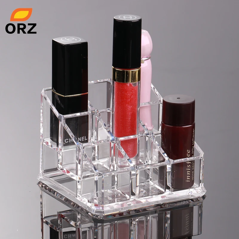 ORZ Makeup Cosmetic Organizer Box Acrylic 9 Grids Lipstick Holder