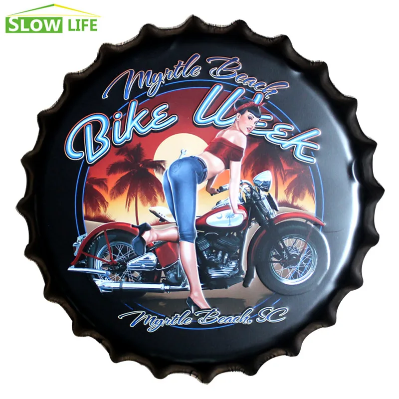

35cm Motorcycle Beer Bottle Cap Metal Tin Sign Vintage Home Decor Tin Sign Wall Decor Metal Sign 3D Wall Decor Metal Plaque