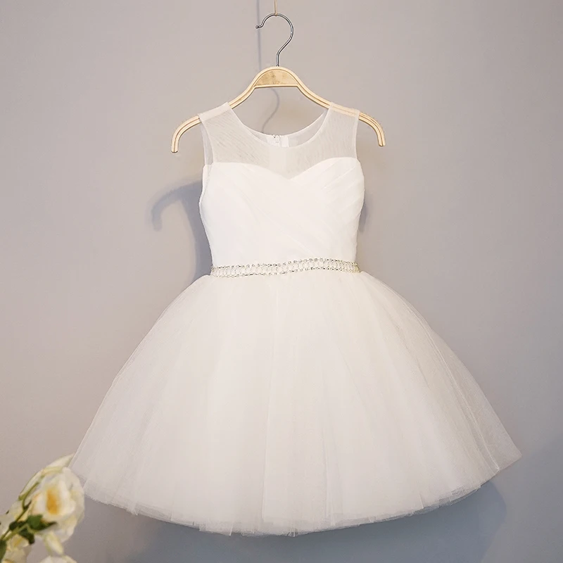 

Cute Little Princess Transparent Collar Kids Dress For Girls Fashion 2017 Sweet Girl Dress For Wedding Prom Party HS104