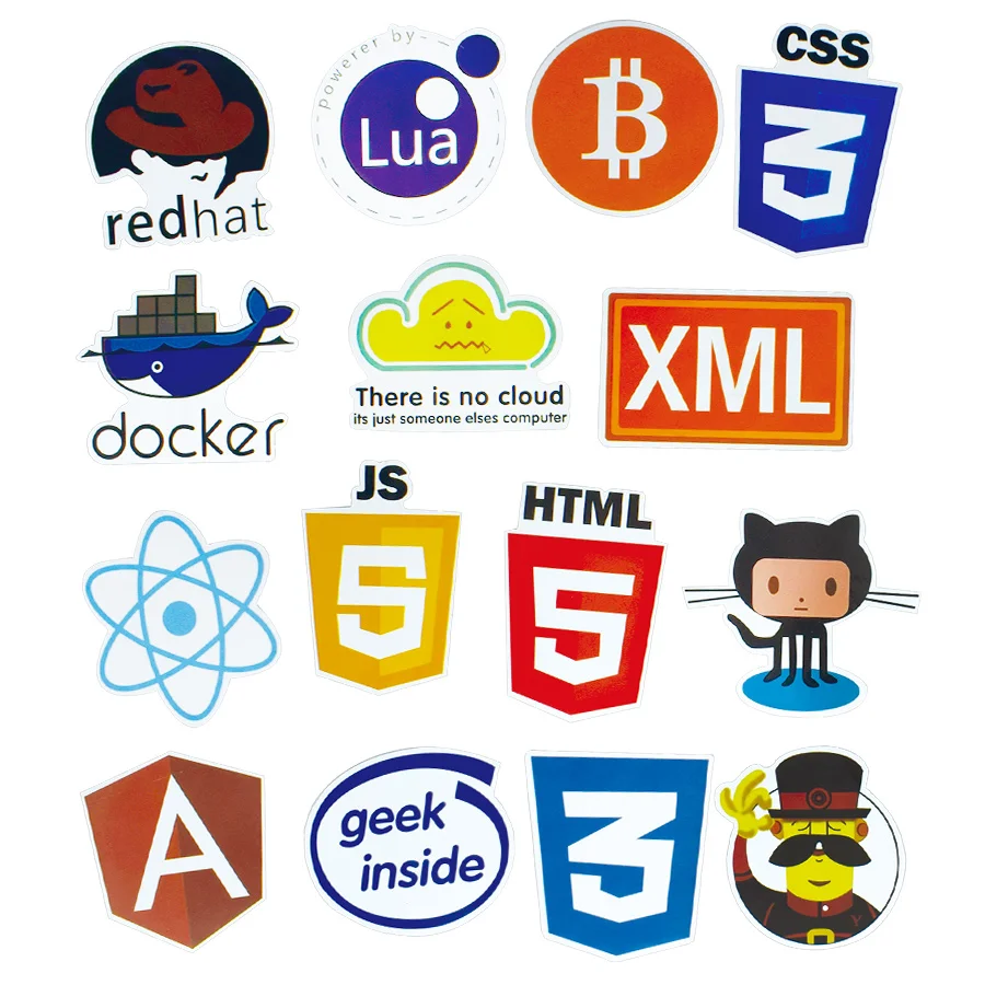 50 PCS Programming Language Sticker Java Html APP Software Program Stickers for Geek DIY Laptop Macbook Computer Phone PS4