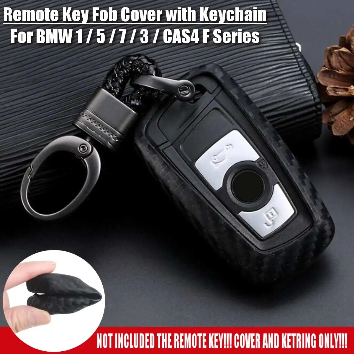 

Car Key Case Carbon Silicone Remote Smart Key Fob Cover Shell with Keychain For BMW 1 5 7 3 CAS4 F Series Car-Styling